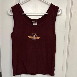 Harley-Davidson Maroon Embroidered  Sleeveless Tank Top Womens Size Large